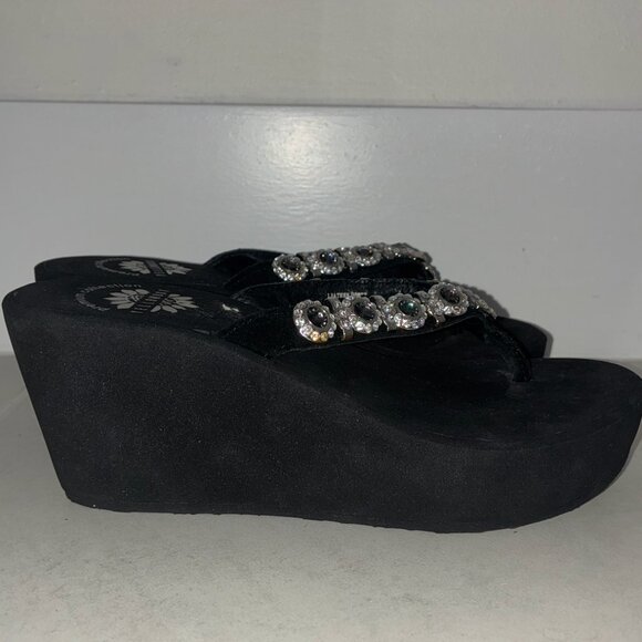 Yellow Box Bejeweled Chunky Flip Flops - Picture 2 of 4